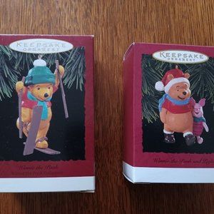 Hallmark Keepsake Ornaments (2):  Winnie the Pooh & Winnie the Pooh and Piglet